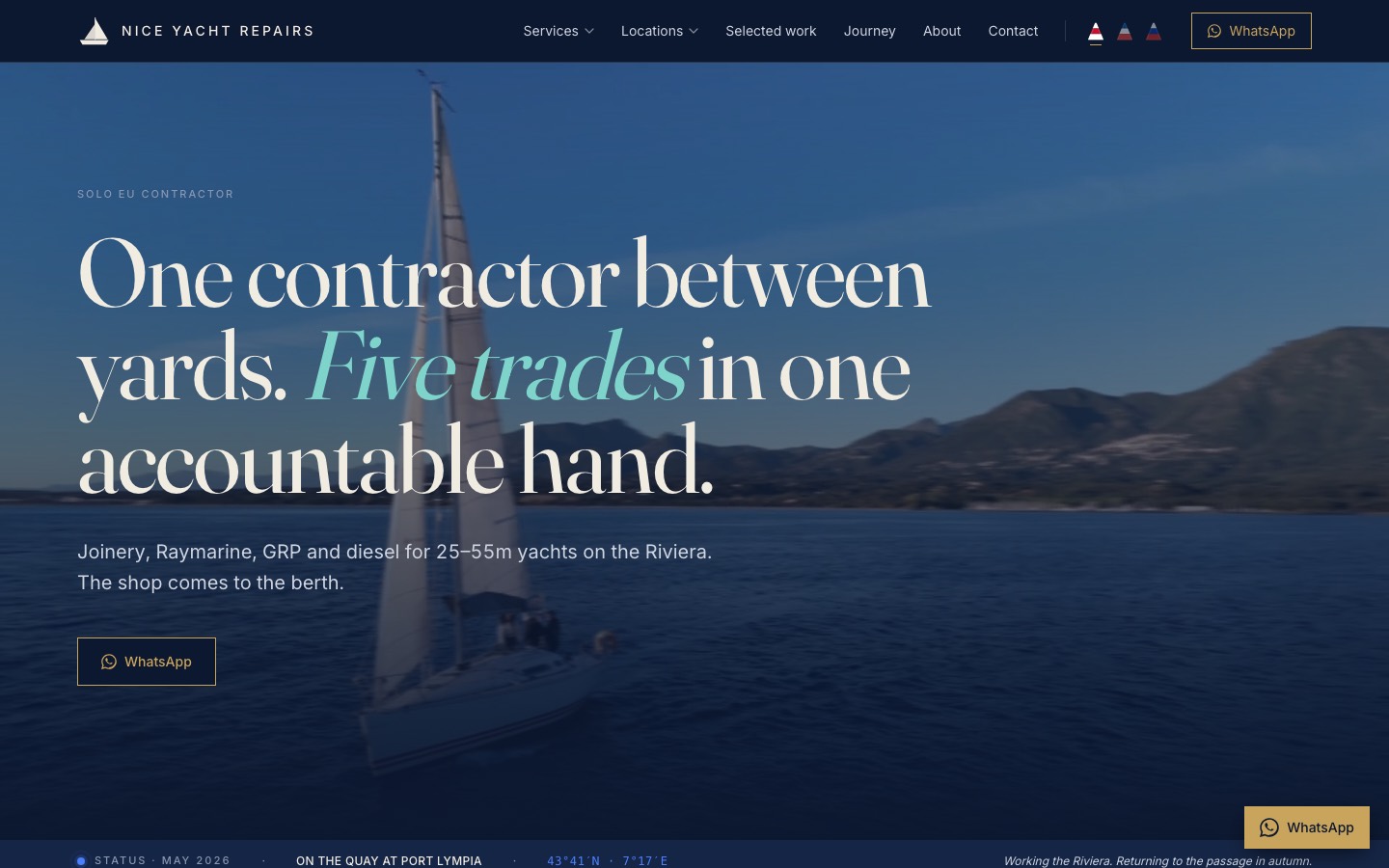 The Nice Yacht Repairs homepage